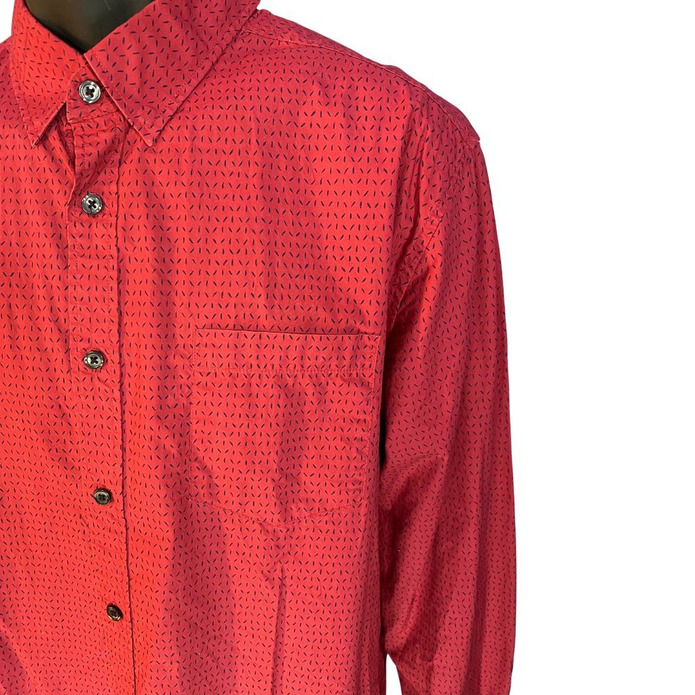 Mossimo | Casual Button Up Slim Fit Shirt | Burgundy with Black "x" design | L